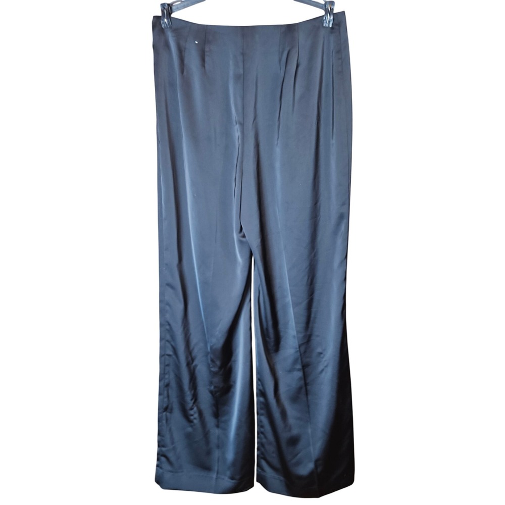 White House Black Market Satin Wide Leg Pants Womens 8 Black Evening New